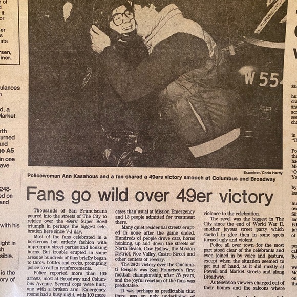 Vintage San Francisco Examiner 49ers Super Bowl Souvenier Newspapers 01-25-1982 - Picture 6 of 12